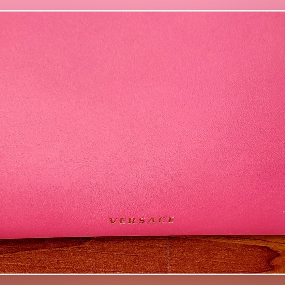 New Versace Womens Bright Pink Leather Tribute Medallion Handbag Shoulder Bag - Picture 8 of 16